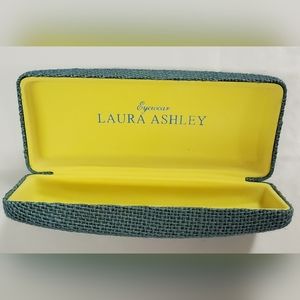 Laura Ashley Vintage Teal & Yellow Hard Clam Burlap Eye Glass Case